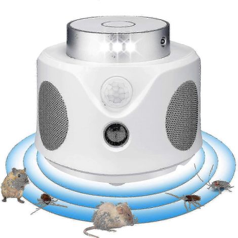 ZOTD -Dispositif répulsif contre les rongeurs 4 en 1 avec ultrasons à 360°, 9 lumières clignotantes et technologie PIR pour repousser les souris, les écureuils, les chauves-souris et les araignées (Éd (1/4)