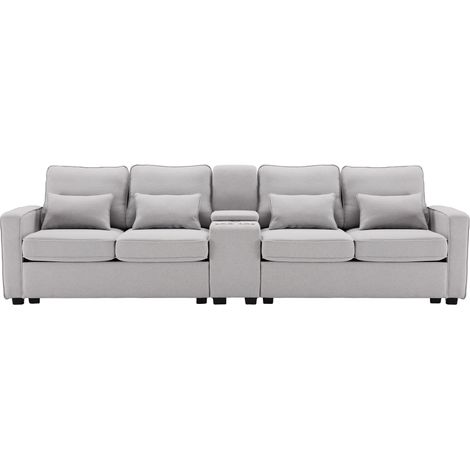Canapé 4 places en lin gris 290 cm de long 83 cm de large 88 cm de haut ZIPSOFA (1/5)