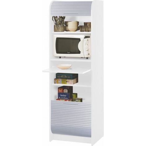 Grand meuble colonne de cuisine micro onde gris et blanc Nantes (1/3)