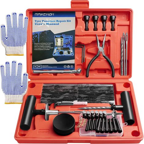 Kit de Réparation de Pneu 100 Pièces, Réparation Pneu, Kit Anti Crevaison pour Voiture, Moto, VTT, Camion, Tracteur, SUV Kit Anti Crevaison pour Voiture, Moto, VTT, Camion, Tracteur, SUV (1/5)