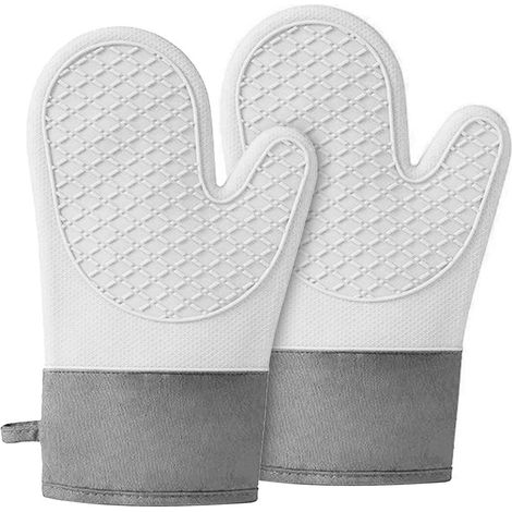 Gants en silicone résistants à la chaleur avec une doublure douce et antidérapante un indispensable en cuisine (gris - 1 paire). (1/5)