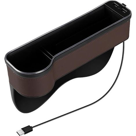 Accessoire multifonctionnel pour voiture, comble les espaces entre les sièges, avec double port USB, porte-gobelet et LED. (1/5)