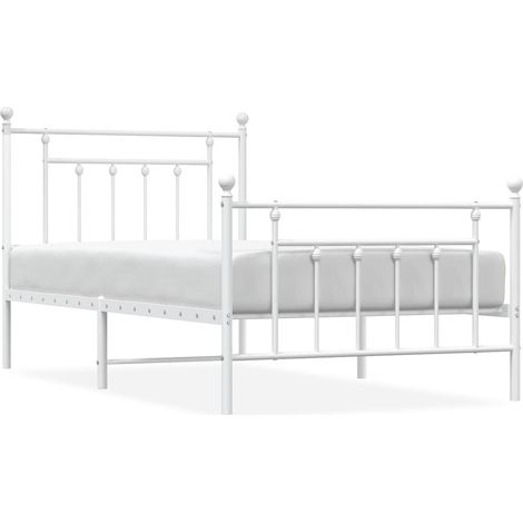 Maison Exclusive - Cadre de lit métal sans matelas et pied de lit blanc 100x190 cm (1/5)
