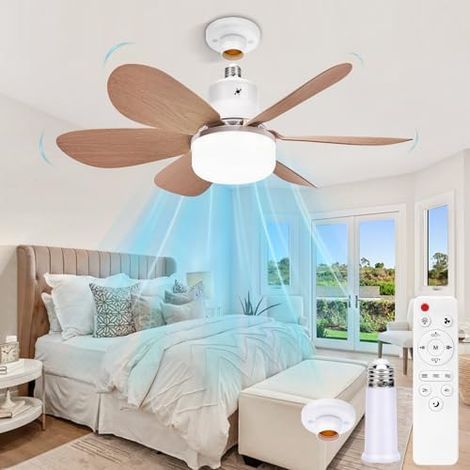 BomKra Deckenventilator mit Beleuchtung und Fernbedienung Leiser - 30W LED Deckenleuchte mit Ventilator, 3 Geschwindigkeiten, 3 Modi Dimmbar, Timer, Lampe mit Ventilator für Schlafzimmer (1/5)