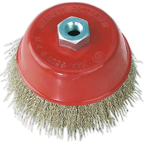 Sealey 125mm Brassed Steel Crimped Wire Cup Brush M14 x 2mm CBC125