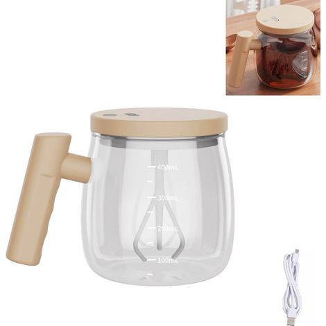 TAZZA AUTOMATICA MISCELAZIONE 500ML RICARICABILE VETRO MESCOLA TÈ CAFFÈ A-750 (1/3)