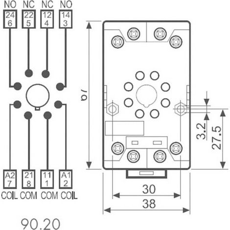 Support Pour Rail Din - Fixation Encliquetable Et À Visser - Compatible Avec Relais 88.12 8 Pôles - Unité (1/2)