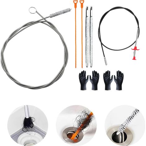 Kit De Débouchage De Canalisations En Spirale 7 Pièces Furet Déboucheur Canalisation Déboucheur WC Evier Brosse De Débouchage (1/5)