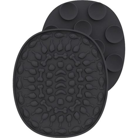 Tapis de léchage ovale en silicone pour chien - Sans BPA - Noir