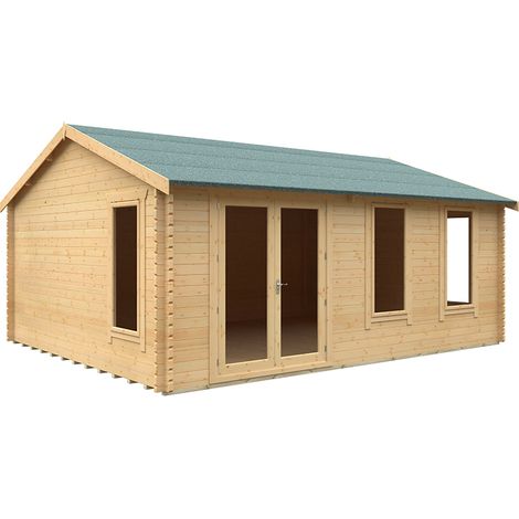 20x16 The Sherborne 44mm Cabin - L595 x W475 x H303.6 cm - Solid Wood/Softwood/Pine - Natural