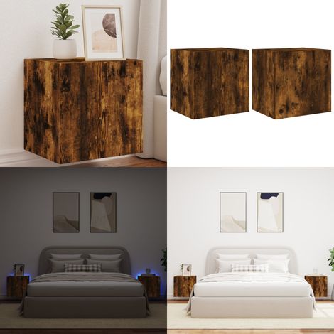 TV-Wandschränke mit LED-Leuchten 2 Stk. Räuchereiche - TV-Schrank - Holzschrank - Regal - Wohnzimmer Dekoration - Fernseher Möbel - Home & Living (1/5)
