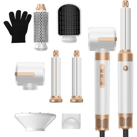 Sèche Cheveux 7 en 1, Seche Cheveux Diffuseur Boucle 1400w Fer à Boucler à Air de 30 mm,Pour Lisser, Boucler les Cheveux,3 Températures (1/5)