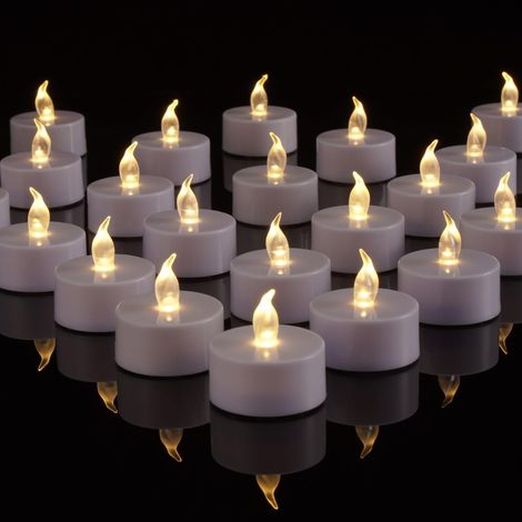 LED-Teelichter mit realistischer Flamme – 20er-Pack (CR2032 im Lieferumfang enthalten), über 100 Stunden sicheres, feuerfreies Brennen für Partys, Geburtstage, Hochzeiten, Abendessen, elektronische Am (1/5)