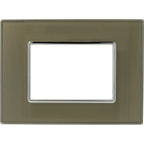 Trade Shop - Placa Cristal 3m 4m 6m Bronce Efecto Cristal Compatible Con Bticino Axolute -
