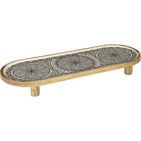 Plat de Présentation en Bois "Dune" 50cm Noir (1/3)
