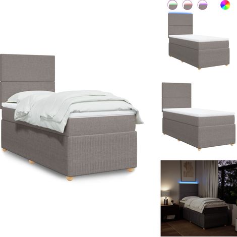 Sommier à lattes de lit avec matelas Taupe 90x200 cm Tissu - Sommier À Lattes De Lit - Sommiers À Lattes De Lit - Lit - Meuble De Chambre À Coucher (1/5)