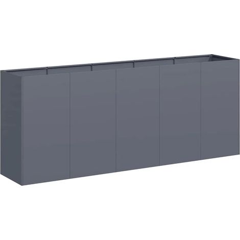 Jardinière rectangulaire moderne pour balcon jardin 200 x 40 x 80 cm stable en acier laminé à froid anthracite (1/5)
