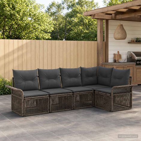 Set Divano da Giardino 5 pcs Grigio polyrattan vidaXL (1/5)