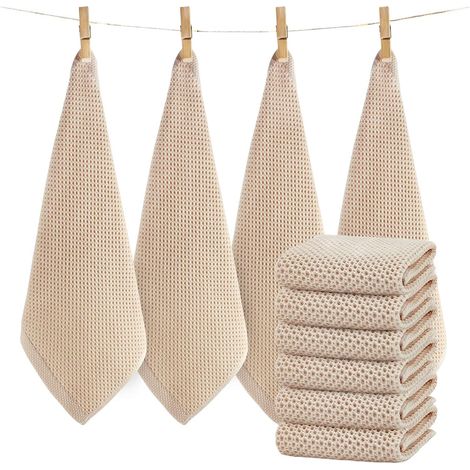 Serviettes - Serviettes de visage de luxe - Ensemble de serviettes - Coton - Ensemble de serviettes de cuisine de 6 - 33x33 cm Blanc cassé (1/5)
