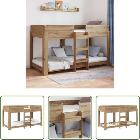 vidaXL Kinderzimmer Möbel -  Etagenbett für Kinder Artisan-Eiche 80 x 200 cm Holzwerkstoff