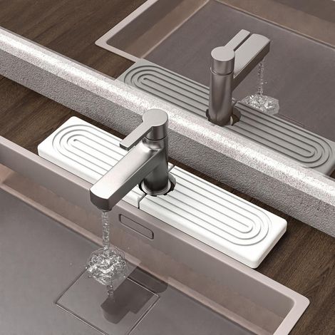 1 Tapis De Robinet Diatomite Séchage Rapide Absorbant Pour Évier Cuisine Salle De Bain Blanc 45x10cm (1/5)