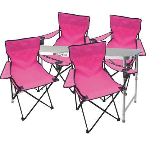 5-teiliges Campingmöbel Set mit 4 x Anglerstuhl Pink-DMC330872+4xDPO2471 (1/4)