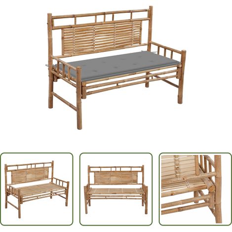 vidaXL Terrassenbank -  Gartenbank mit Auflage 120 cm Bambus (1/5)