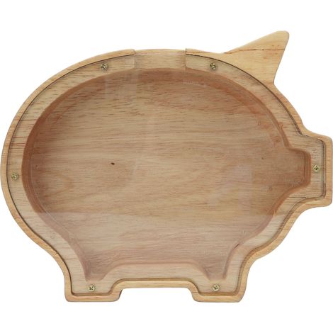 Salvadanaio in Legno Massiccio a Forma di Animale con Finestra Trasparente e Chiusura a Vite – Design Elegante per Camera dei Bambini e Ufficio (1/5)
