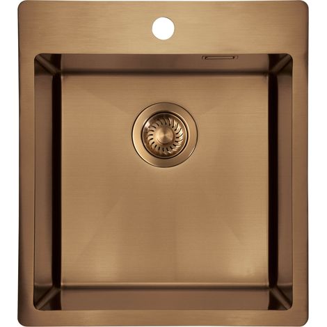 Lavello cucina in acciaio inox 45 X 50 cm in PVD colore Bronzo Deante OLFATO ZPOC10A  Bronzo (1/2)