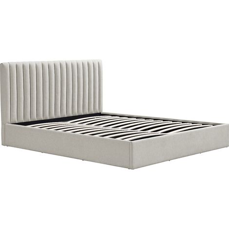 Letto contenitore 180 x 200 cm Tessuto Grigio chiaro - SARANELI