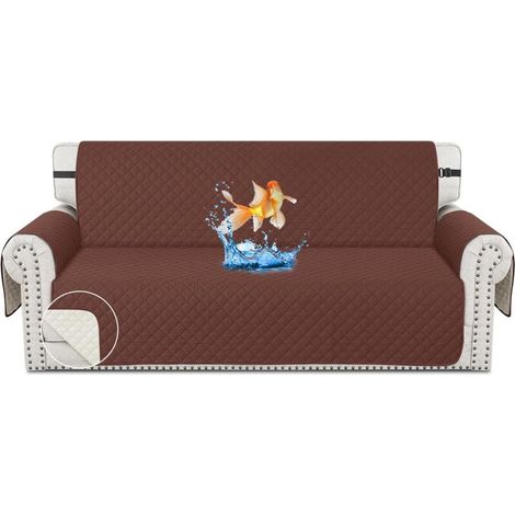 CHELZEN Housse de canapé imperméable à l'eau, Housse de canapé réversible 3 Places, Protecteur de Meubles pour Chiens pour Enfants dans Le Salon (3 Place, Café) (1/5)
