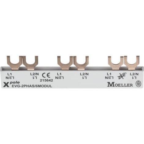 Barra de conexión 2P 63A 10mm2 horquilla 6 mod EVG2PHAS6MODUL 215642