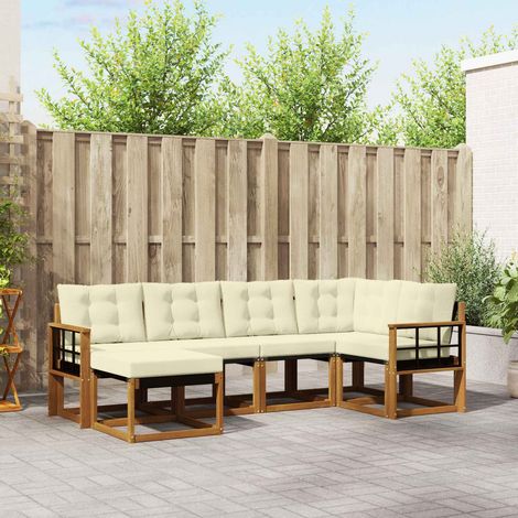 Outdoor-Sofagarnitur mit Kissen 6 pcs Natur und Creme (1/5)