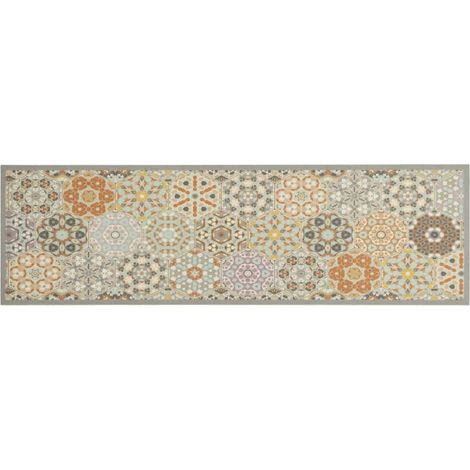 Tapis de cuisine lavable impression pastel hexagonale 45x150 cm (1/5)