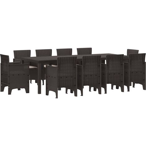 Maison Exclusive - Set da Pranzo per Giardino 11 pz Marrone Polipropilene (1/5)