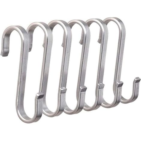 Crochets métalliques robustes en acier inoxydable 304 en forme de S pour suspendre les casseroles et poêles de cuisine, support de (1/5)