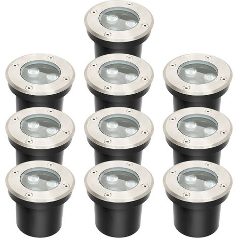 Randaco 10x 3W Faretto da terra IP65 Faretto da incasso a pavimento con luce a LED Faretto da pavimento a terra (1/5)