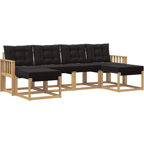 Conjunto de sofás de exterior con cojín 6 pcs Blanco y Negro vidaXL (1/5)