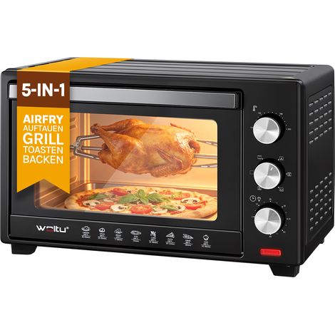 Woltu – Mini four électrique 32L 1600W – Minuterie 60 min – Température 100-230℃ – Grille et rôtisserie incluses – Pour cuisson pizza, viande, gâteaux