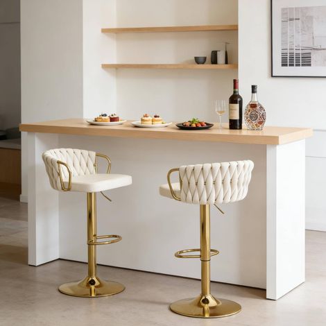 Kaffeestuhl,Soft-Kissen-Tisch-Hocker,Bequeme Sitze,Elegante Bar-Hocker,Küchenstuhl,Kaffeestuhl(Nur Set von 2 Bar Hocker) (1/5)