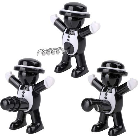 Lot de 3 bouchons de bouteille de vin, ouvre-bouteille inclus. (1/5)