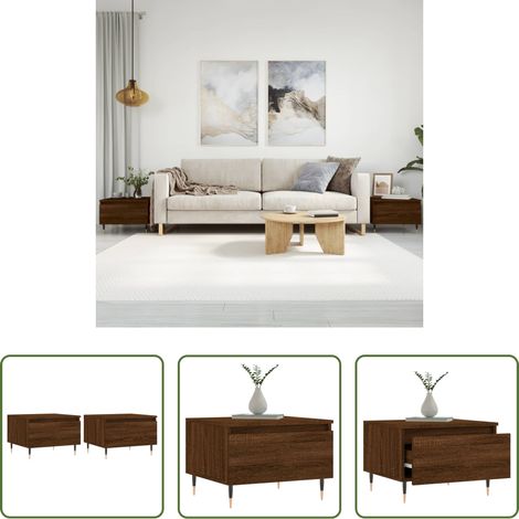Holzwerkstoff -  Couchtische 2 Stk. Braun Eichen-Optik 50x46x35 cm Holzwerkstoff (1/5)