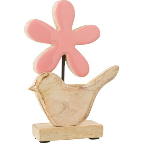 Figurine oiseau et fleur en bois de rose (1/2)