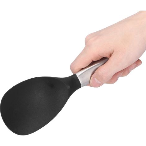 Cuchara de arroz de silicona negra resistente al calor, utensilio de cocina para remover y cocinar. (1/5)