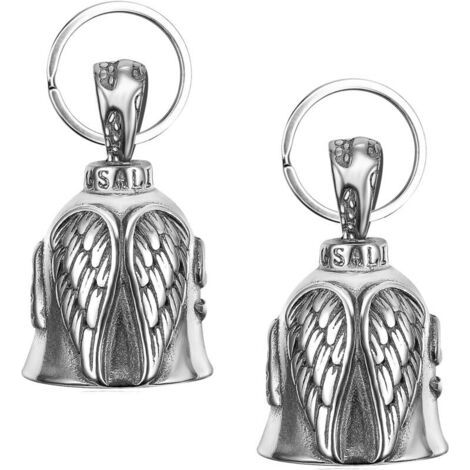Pair 2 Pièces Clochette Guardian Bell, Porte-Clés Moto Chromé Pour Accessoires (Argent) (1/5)