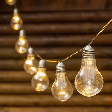 Catena luminosa da esterno con ricarica solare bianco caldo stringa da 10 lampadine per pub ristorante giardino terrazza (1/5)