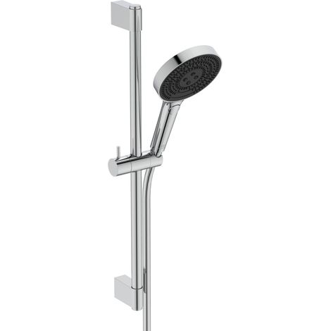 Ideal Standard Idealrain Solos - Set doccia cromato XL - 3 getti - Risparmio idrico 8 l/min - Supporto a parete in metallo regolabile - Finitura ultra resistente (1/3)