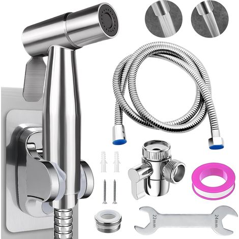 Toilet Bidet Sprayer Kit, 6-Piece Set, Hygienic Toilet Bidet Sprayer Kit with 1.5 Meter Hose, for Personal Hygiene, Toilet Cleaning, Pet Bathing, Showering (1/5)