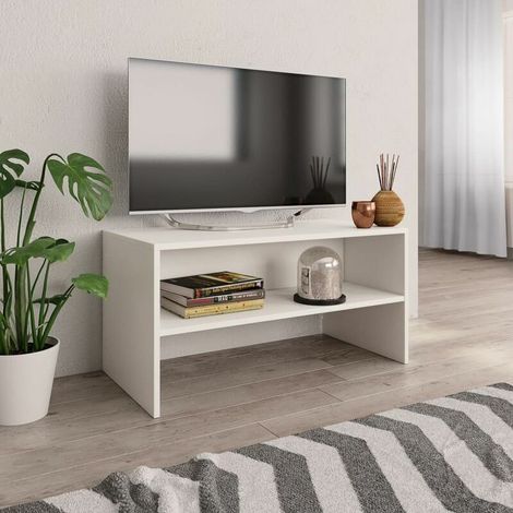 Meuble TV Blanc 80 x 40 x 40 cm Agglomere (1/5)