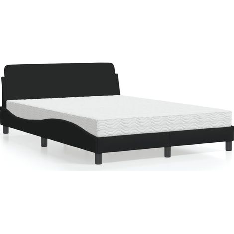 Cama con colchón Dover tela negro 120x200 cm